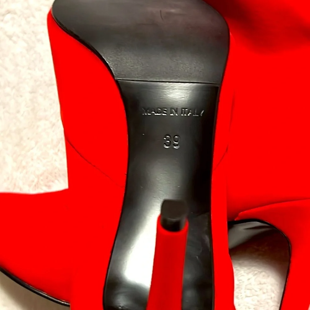 Red Neoprene Killing Boots Made In Italy. NWOT.